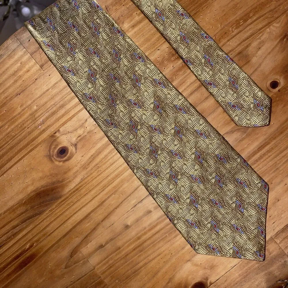 Robert Talbott Studio Neck Tie Men‎ Yellow Gold Hand Sewn Imported Silk Made USA